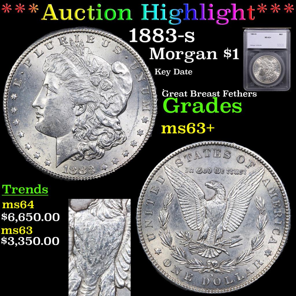 ***Auction Highlight*** 1883-s Morgan Dollar $1 Graded ms63+ By SEGS (fc) (1 of 6)