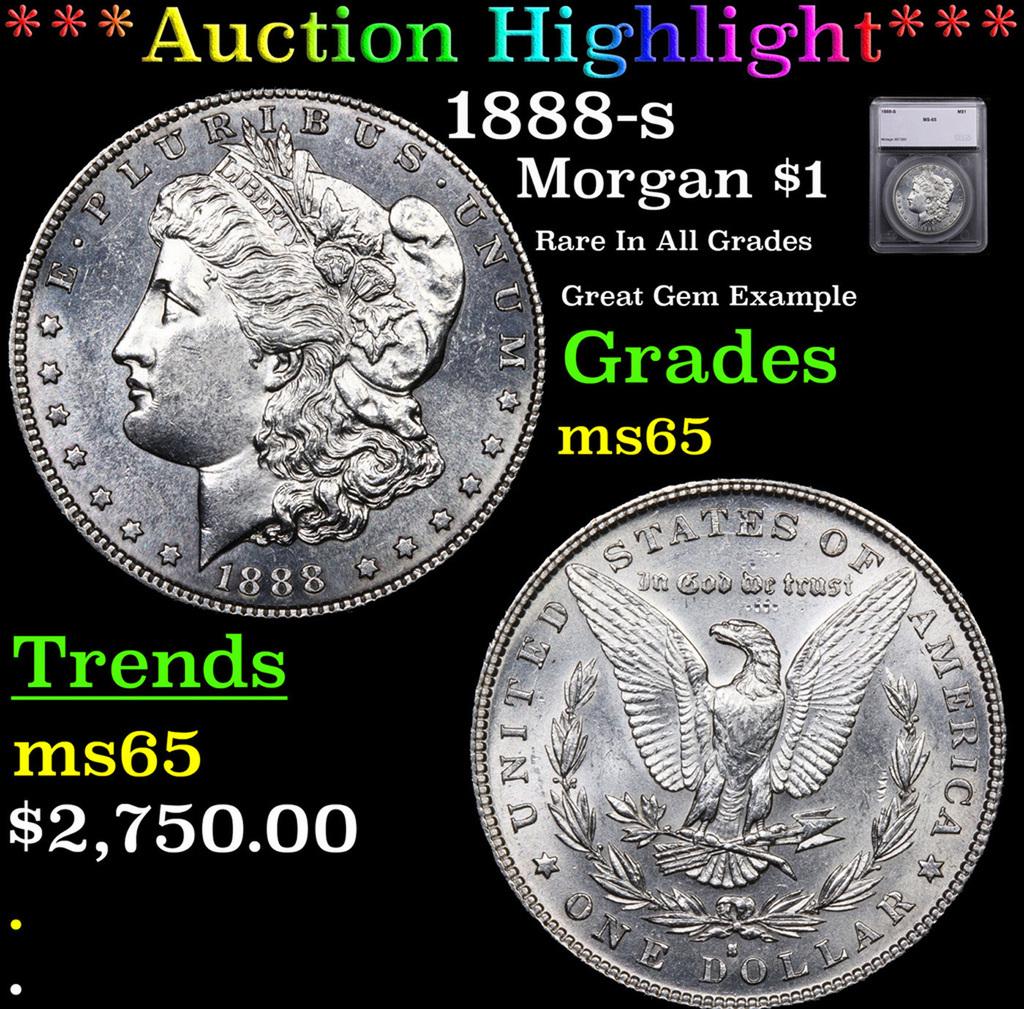 ***Auction Highlight*** 1888-s Morgan Dollar $1 Grades ms65 By SEGS (fc) (1 of 5)