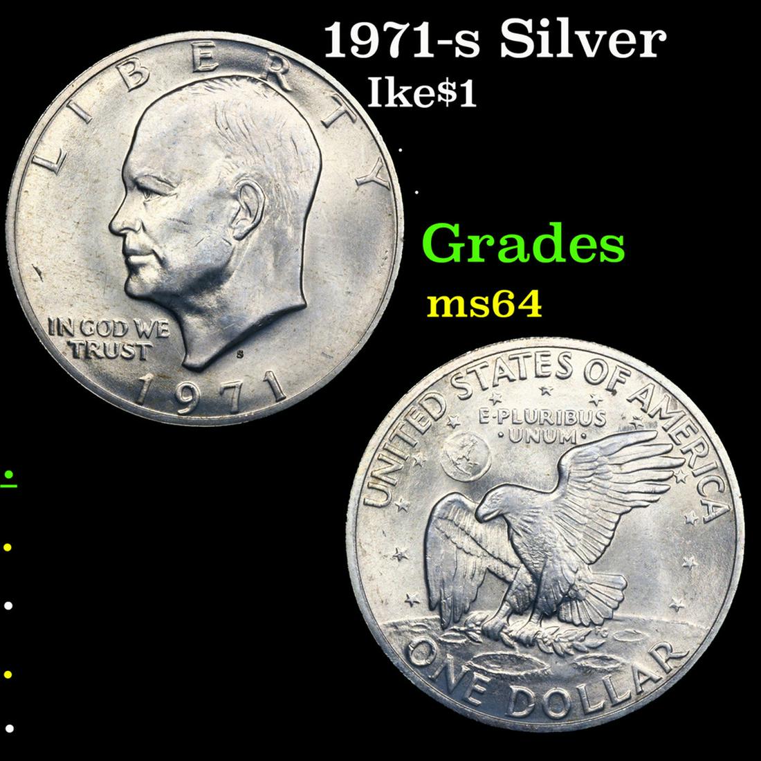 1971-s Silver Eisenhower Dollar $1 Grades Choice Unc (1 of 3)