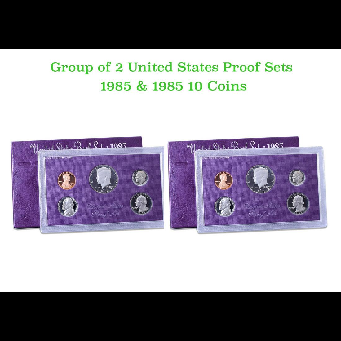 2x 1985 United States Mint Proof Set! A total of 10 Coins Inside, 5 each! (1 of 3)