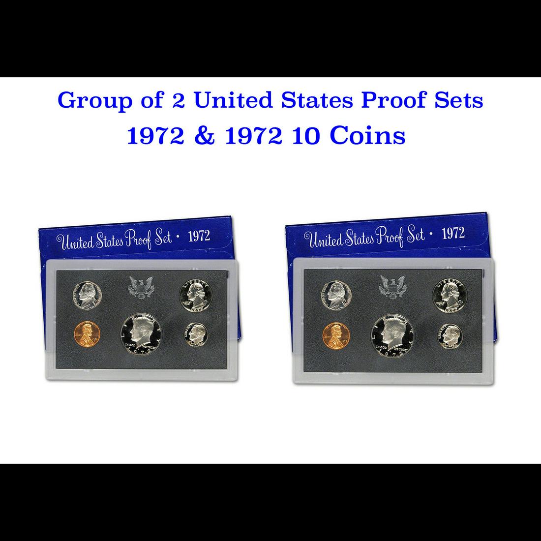 2x 1972 United States Mint Proof Set! A total of 10 Coins Inside, 5 each! (1 of 3)