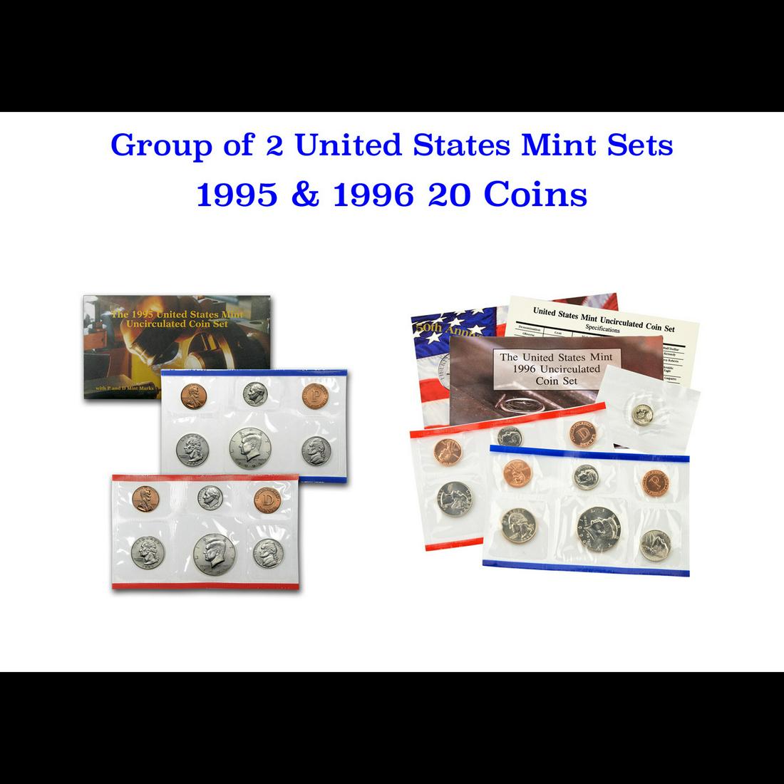 Group of 2 United States Mint Set in Original Government Packaging! From 1994-1995 with 20 Coins (1 of 3)