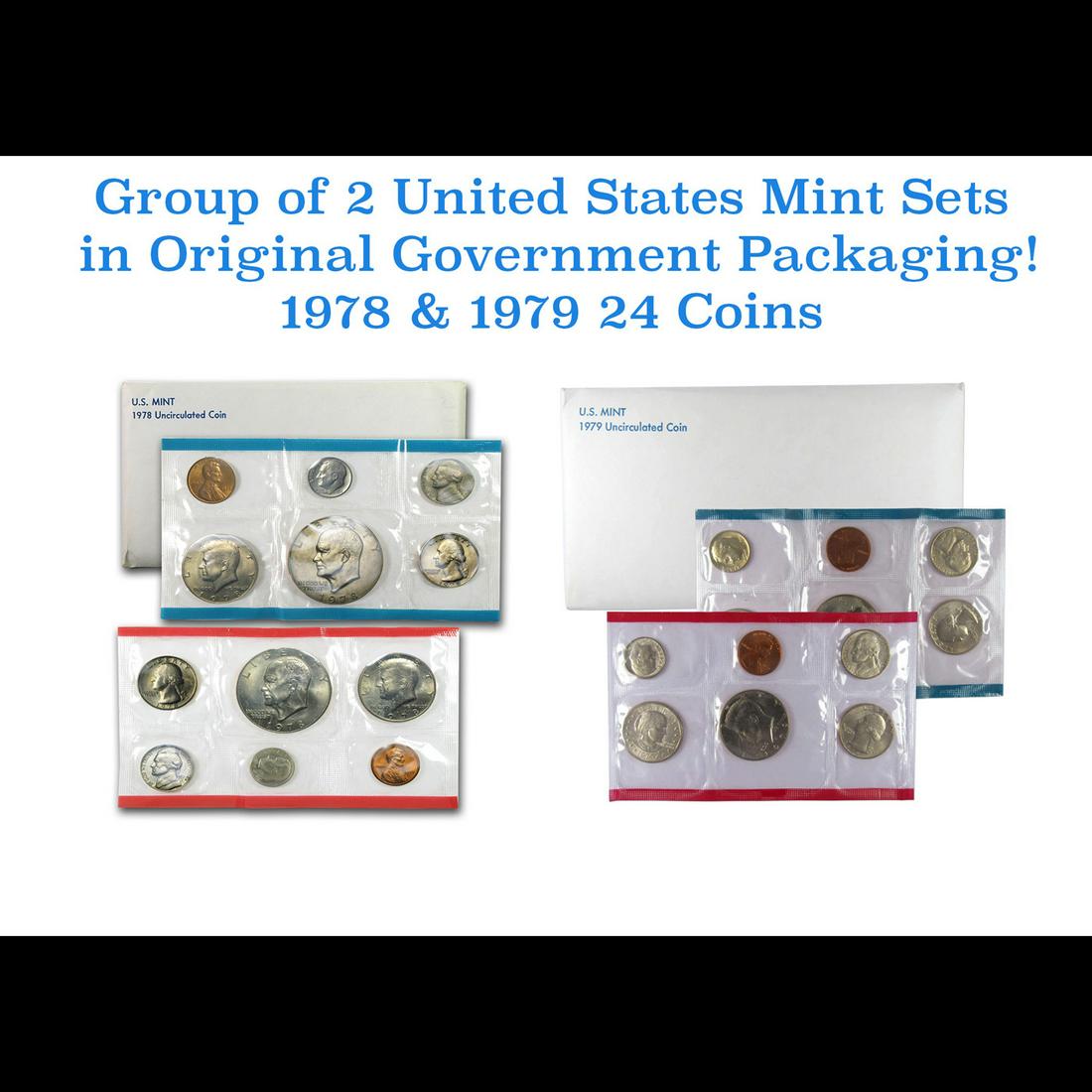 Group of 2 United States Mint Set in Original Government Packaging! From 1978-1979 with 24 Coins (1 of 3)