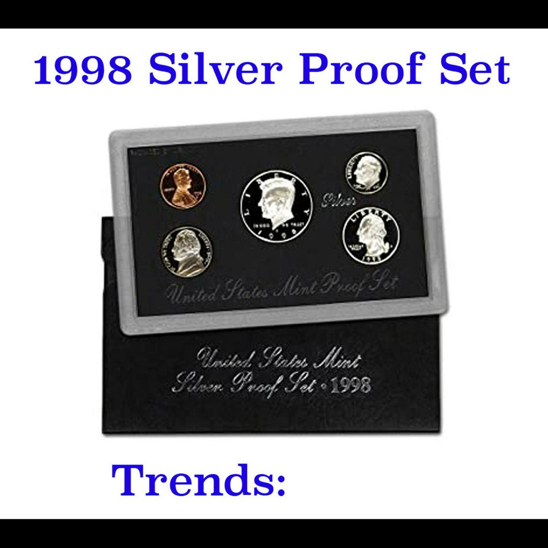 1998 United States Mint Silver Proof Set. 5 Coins Inside. No Box. (1 of 1)