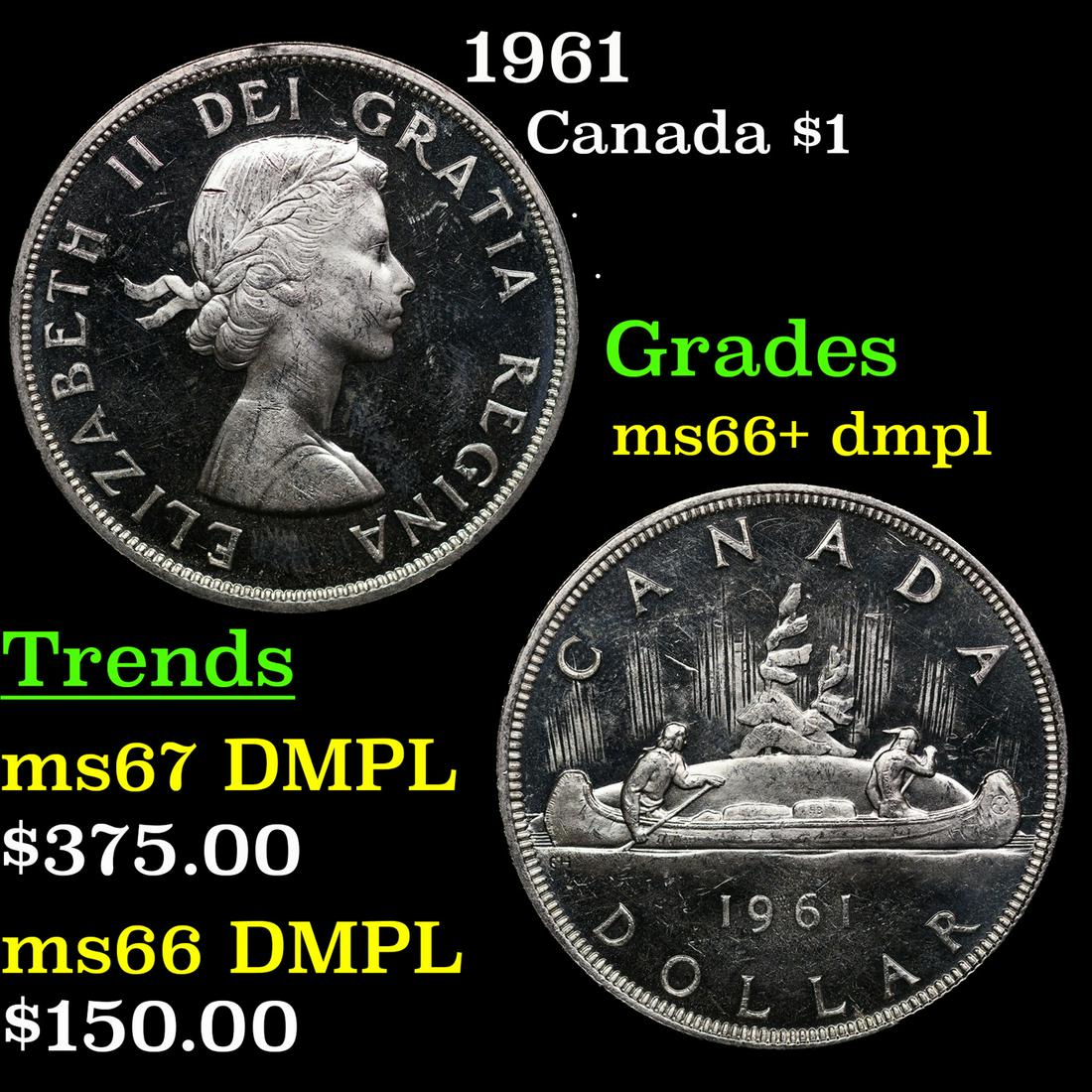 1961 Canada Dollar $1 Grades GEM++ DMPL (1 of 3)