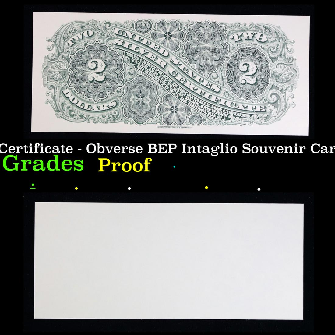 Proof 1886 $2 Silver Certificate - Obverse BEP Intaglio Souvenir Card B-106, ANA '87 Grades Proof (1 of 5)