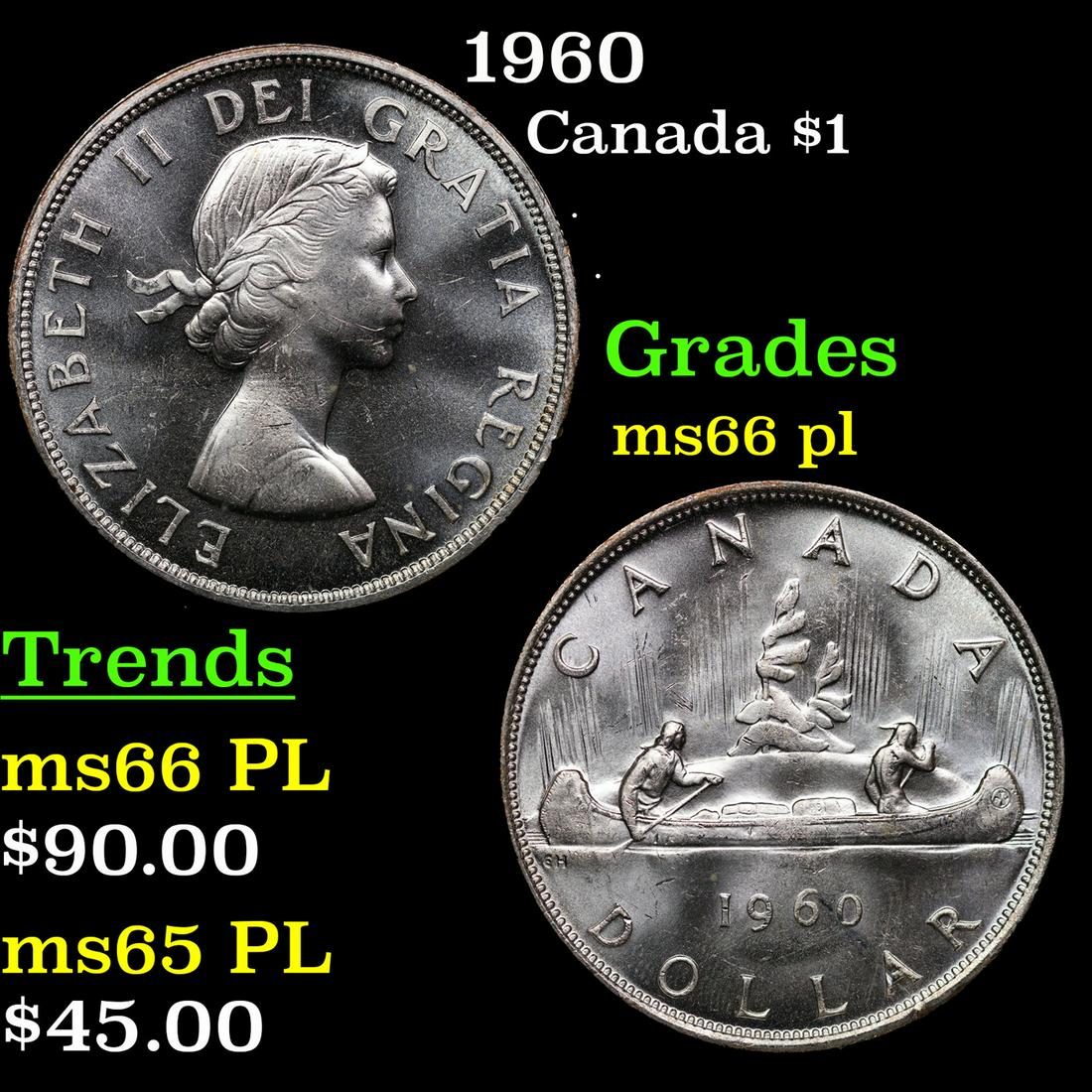 1960 Canada Dollar $1 Grades GEM+ UNC PL (1 of 3)