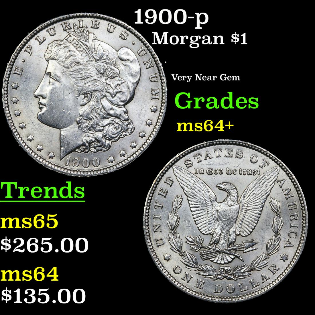1900-p Morgan Dollar $1 Grades Choice+ Unc (1 of 3)
