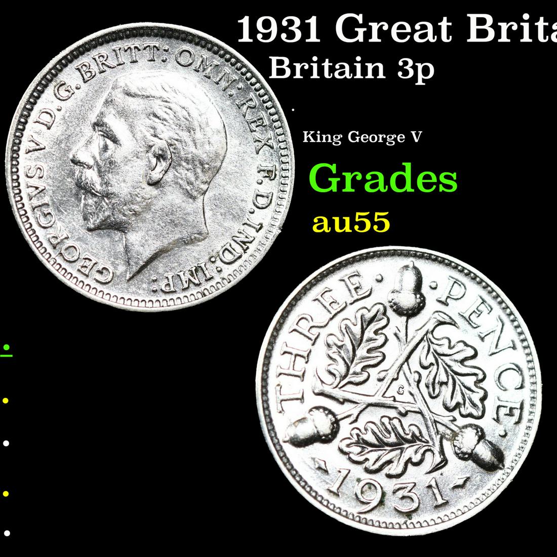 1931 Great Britain 3 Pence Threepence Silver KM-831 Grades Choice AU (1 of 3)