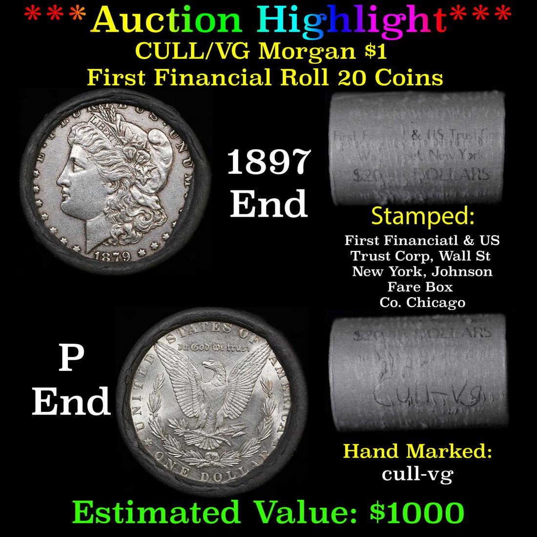 ***Auction Highlight*** 1879 & P Morgan Cull-VG First Financial Solid Morgan Silver Dollar Shotgun (1 of 5)