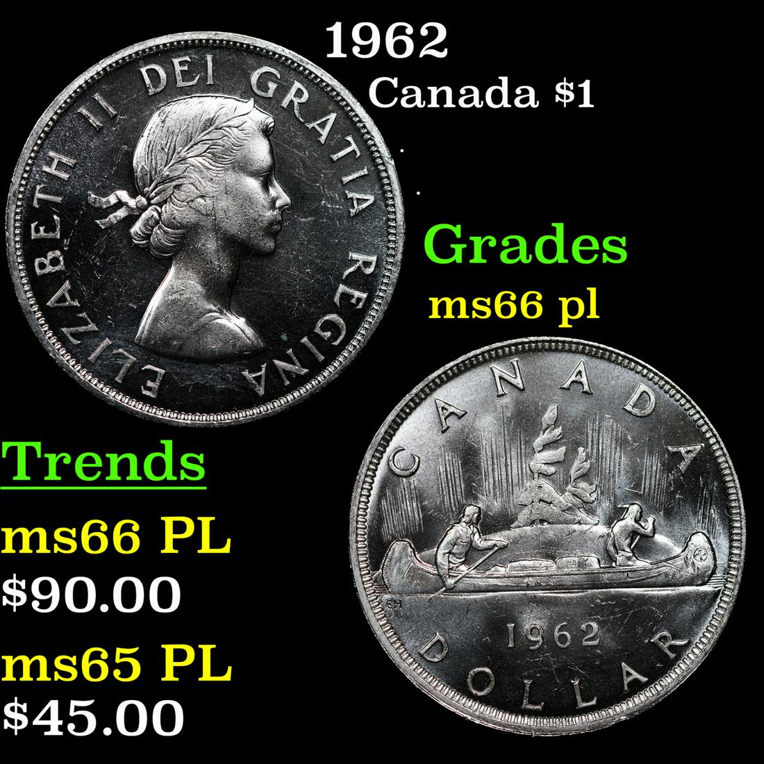 1962 Canada Dollar $1 Grades GEM+ UNC PL (1 of 3)