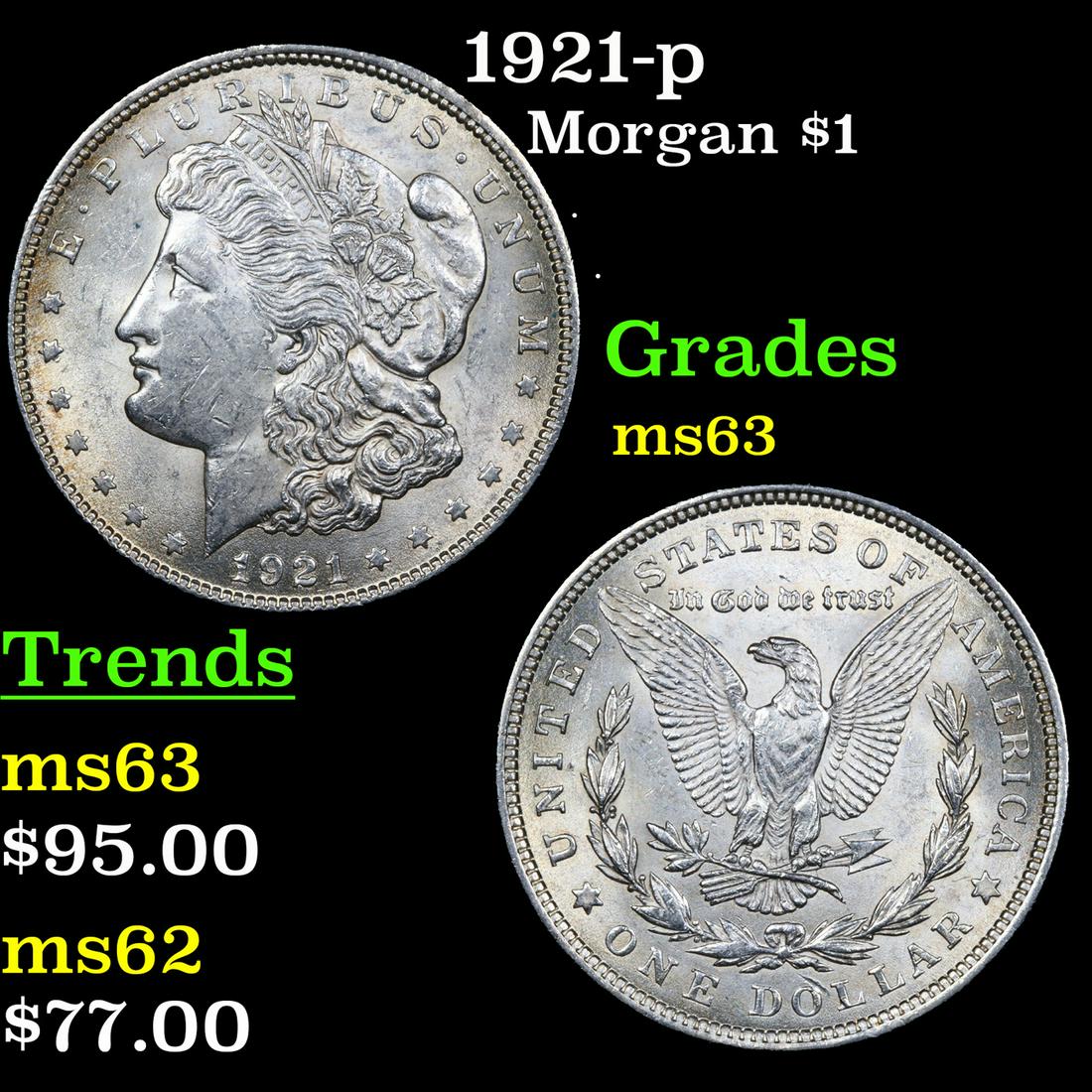 1921-p Morgan Dollar $1 Grades Select Unc (1 of 3)