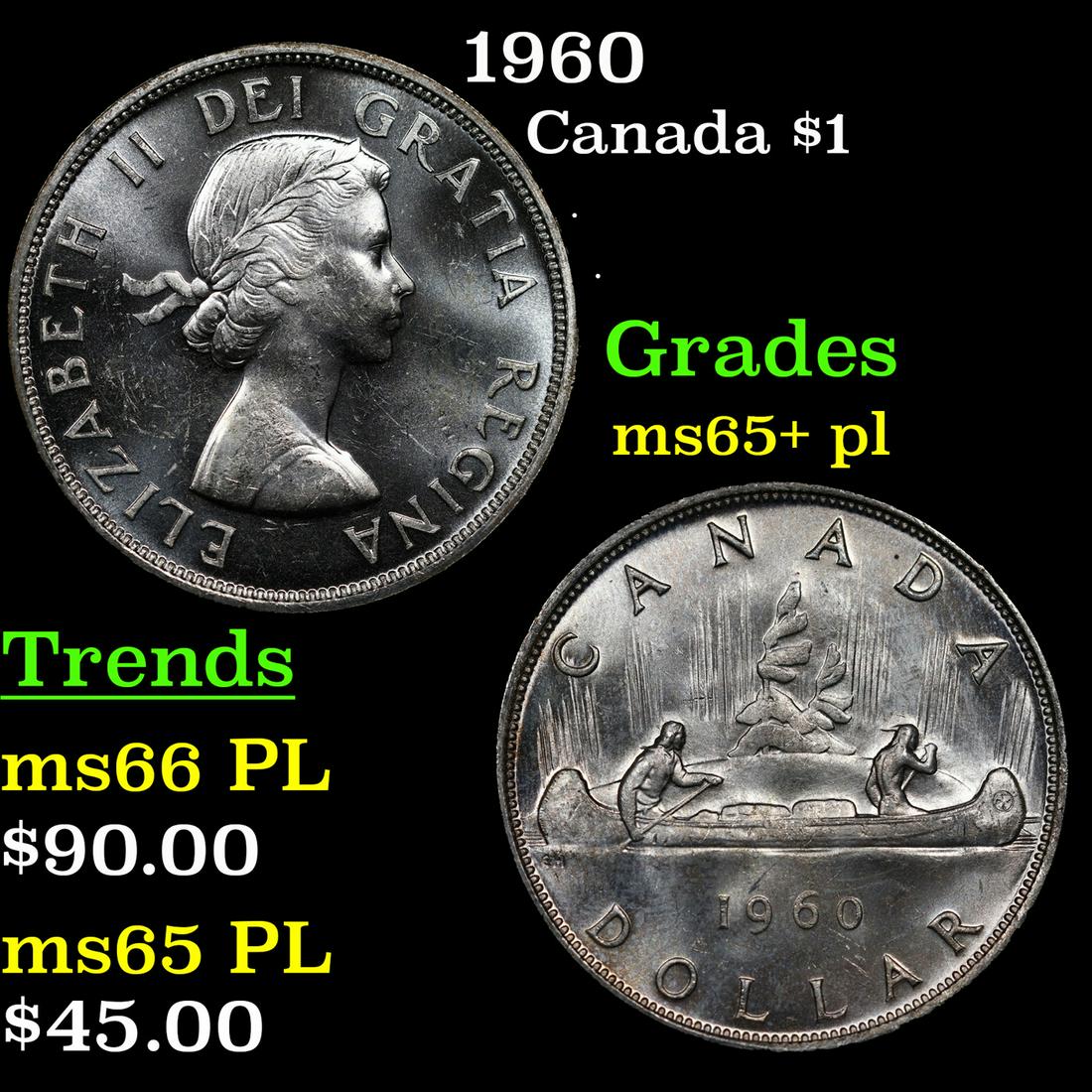 1960 Canada Dollar $1 Grades GEM+ PL (1 of 3)