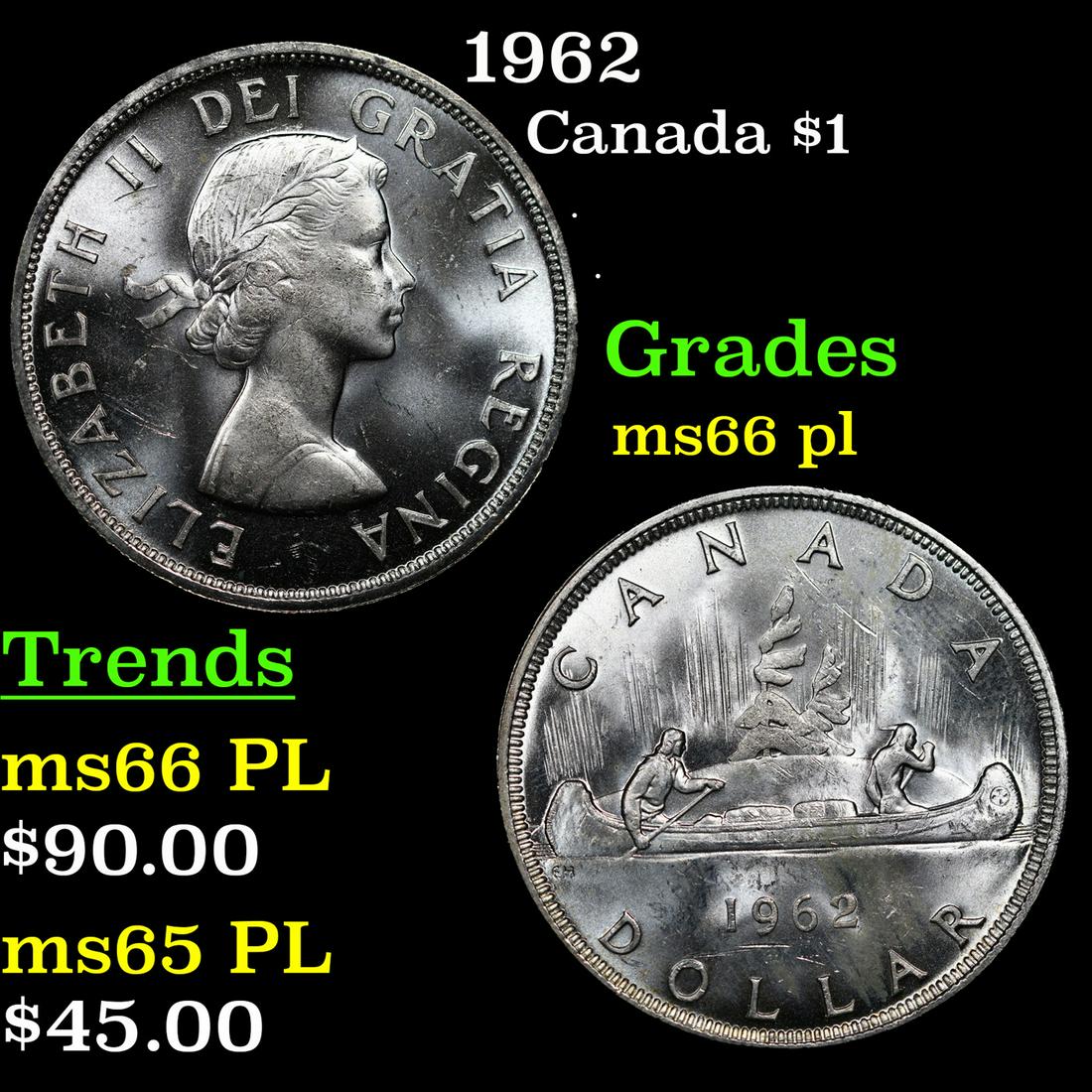 1962 Canada Dollar $1 Grades GEM+ UNC PL (1 of 3)