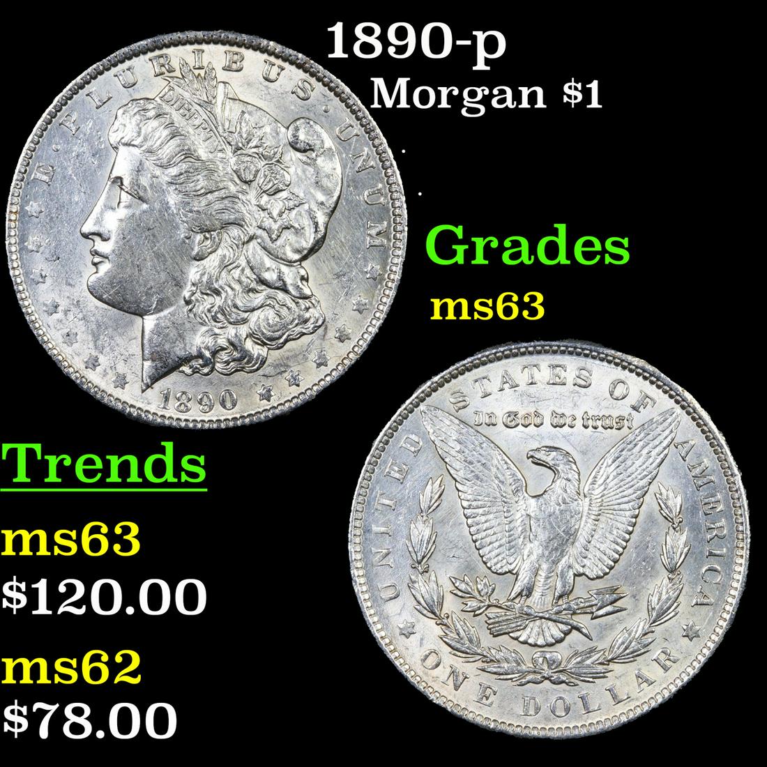 1890-p Morgan Dollar $1 Grades Select Unc (1 of 3)
