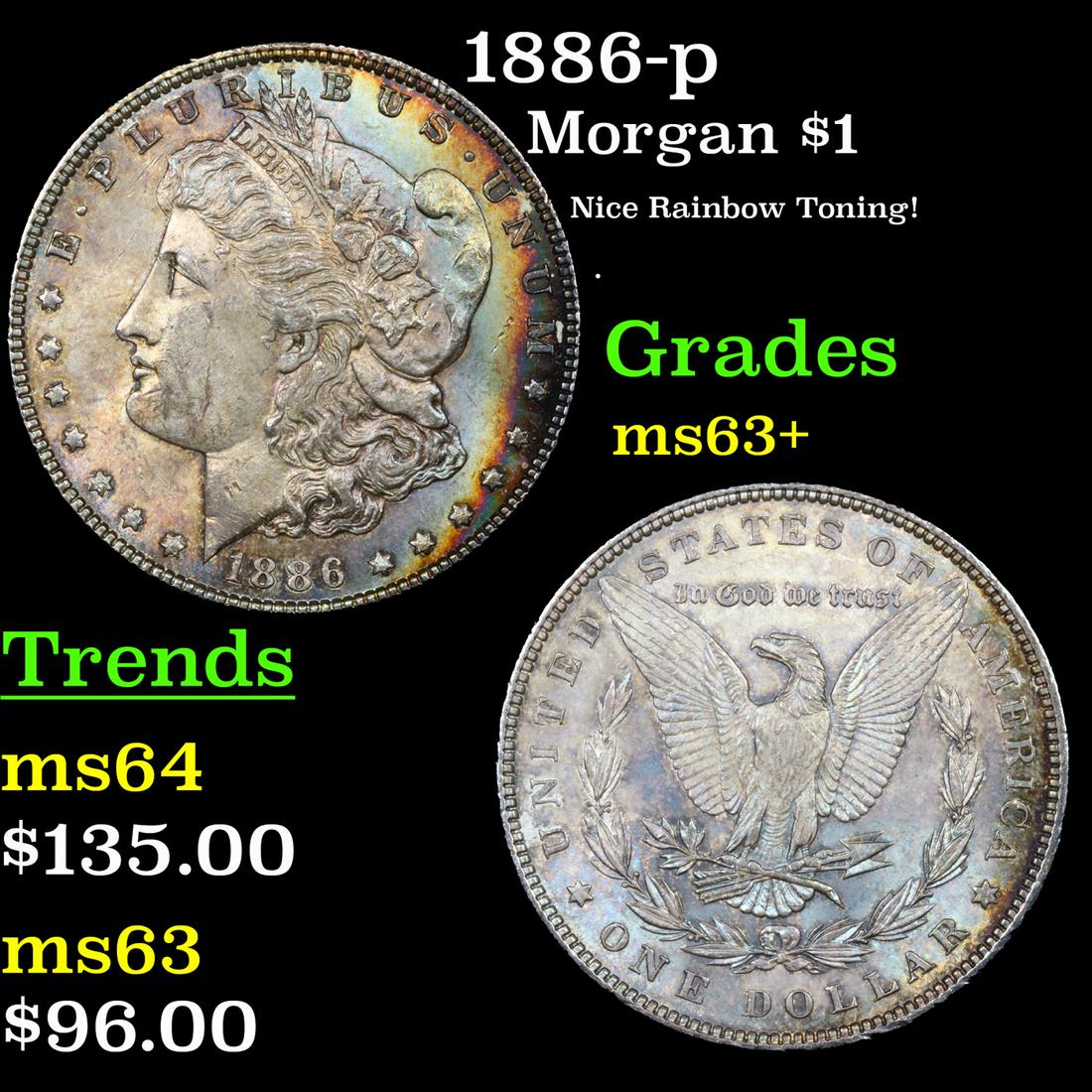 1886-p Morgan Dollar $1 Grades Select+ Unc (1 of 3)