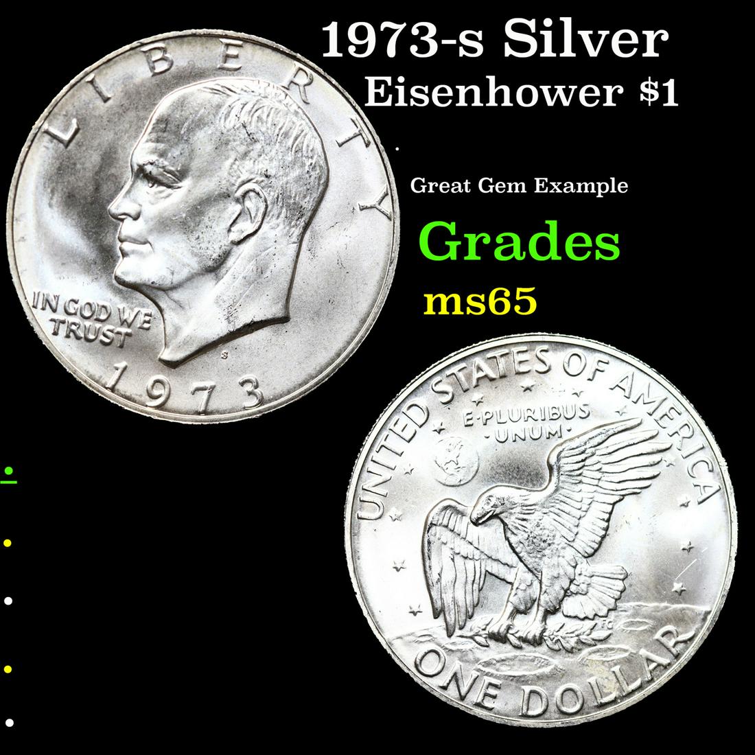 1973-s Silver  Eisenhower Dollar $1 Grades GEM Unc (1 of 3)
