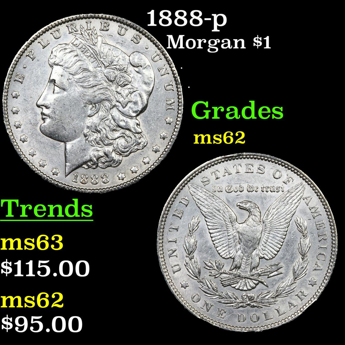 1888-p Morgan Dollar $1 Grades Select Unc (1 of 3)