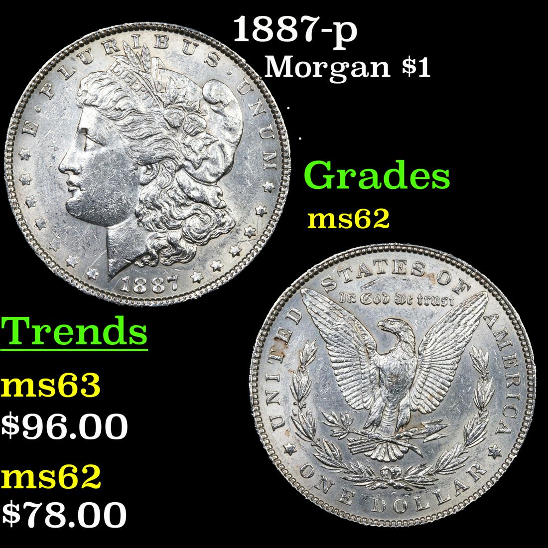 1887-p Morgan Dollar $1 Grades Select Unc (1 of 3)