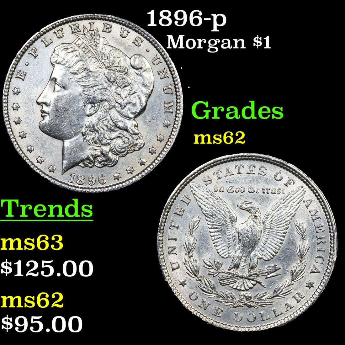 1896-p Morgan Dollar $1 Grades Select Unc (1 of 3)