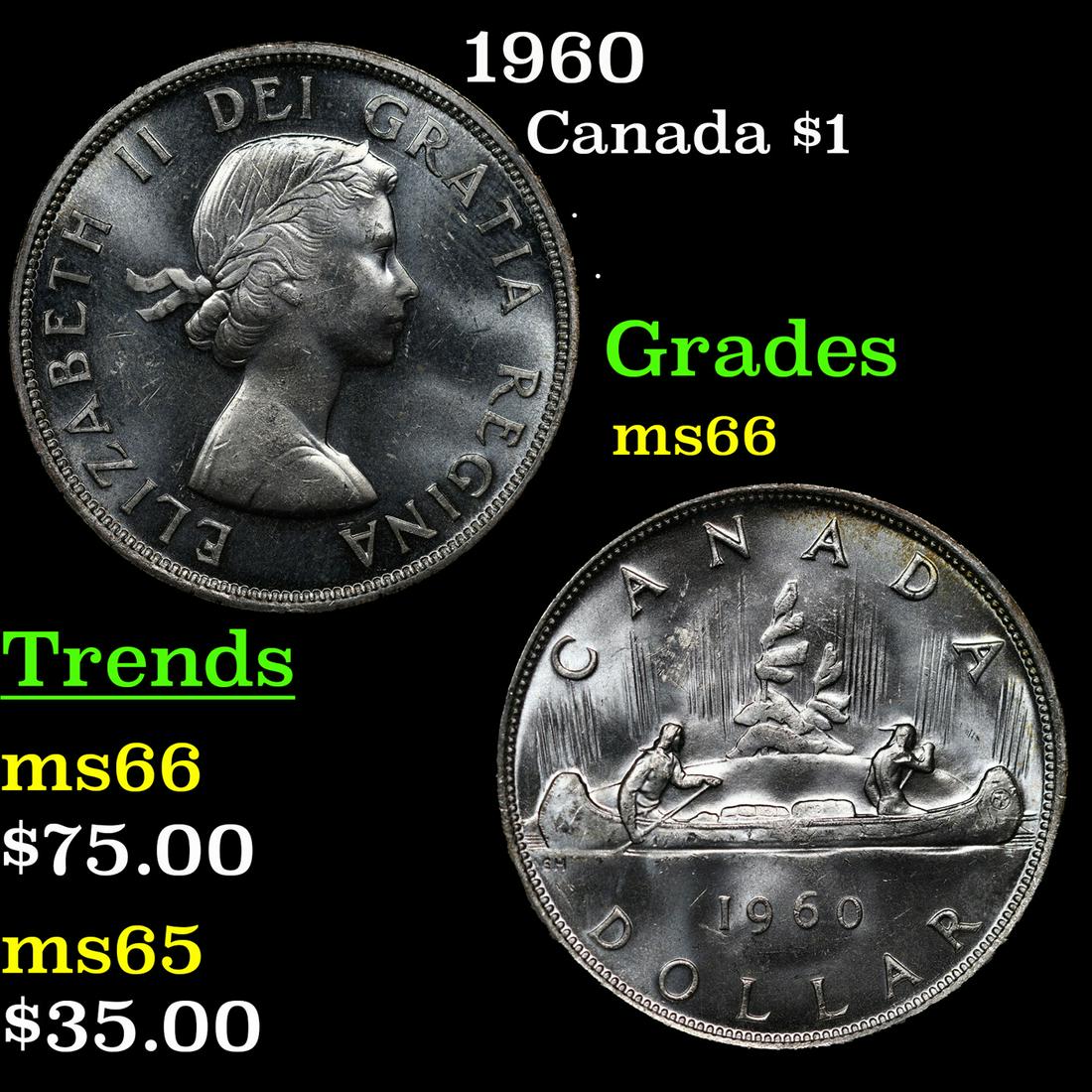 1960 Canada Dollar $1 Grades GEM+ Unc (1 of 3)