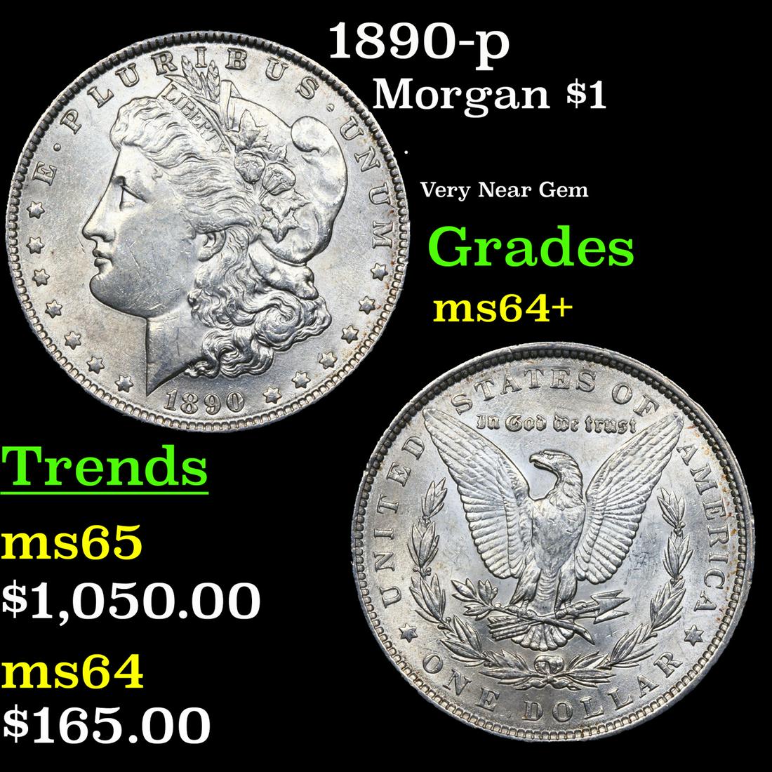 1890-p Morgan Dollar $1 Grades Choice+ Unc (1 of 3)