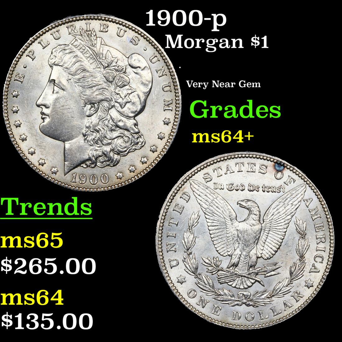 1900-p Morgan Dollar $1 Grades Choice+ Unc (1 of 3)
