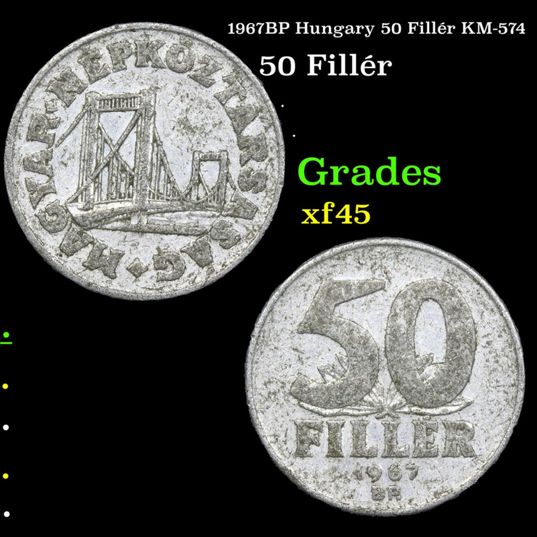 1967BP Hungary 50 FillÃ©r KM-574 Grades xf+: 1967BP Hungary 50 FillÃ©r KM-574 Grades xf+.