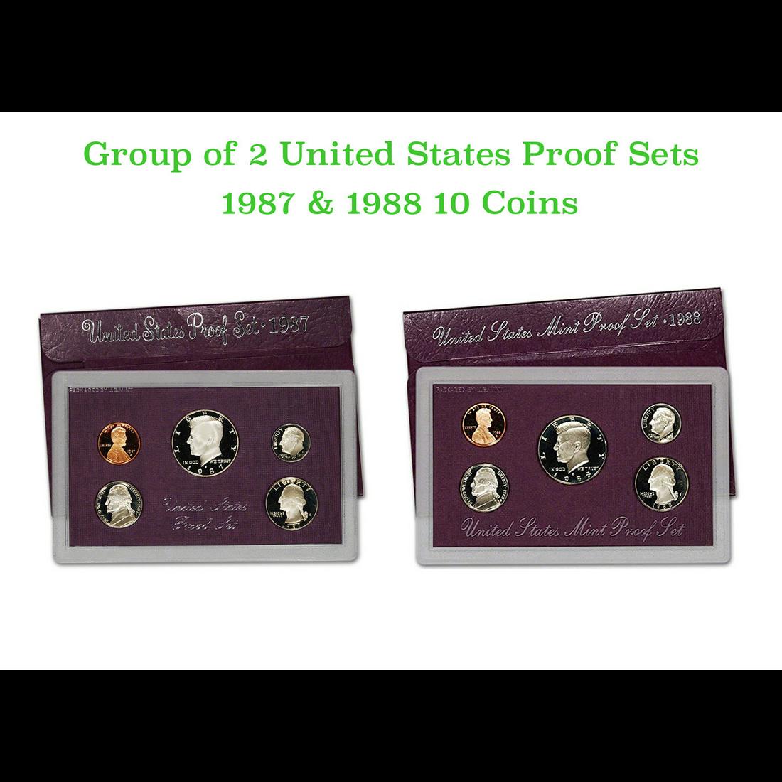 Group of 2 United States Mint Proof Sets 1987-1988 10 coins (1 of 3)