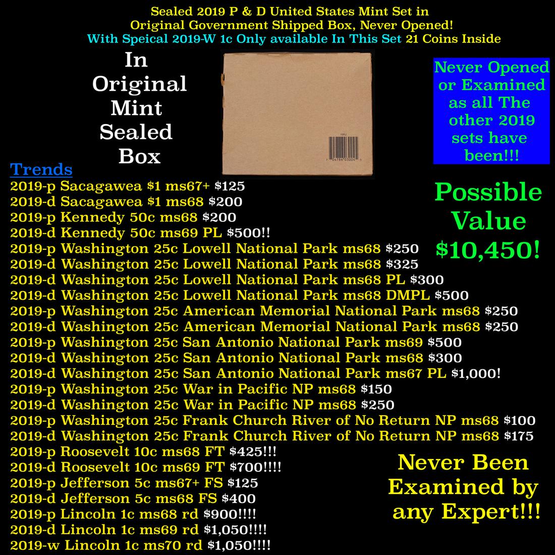 Sealed 2019 United States Mint Set in Original Government Shipped Box, Never Opened! 21 Coins (1 of 3)