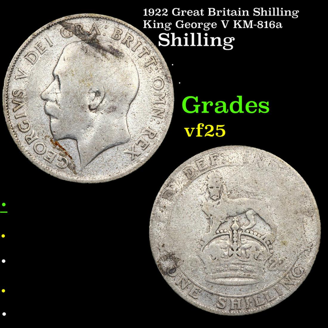1922 Great Britain Shilling King George V KM-816a Grades vf+ (1 of 3)
