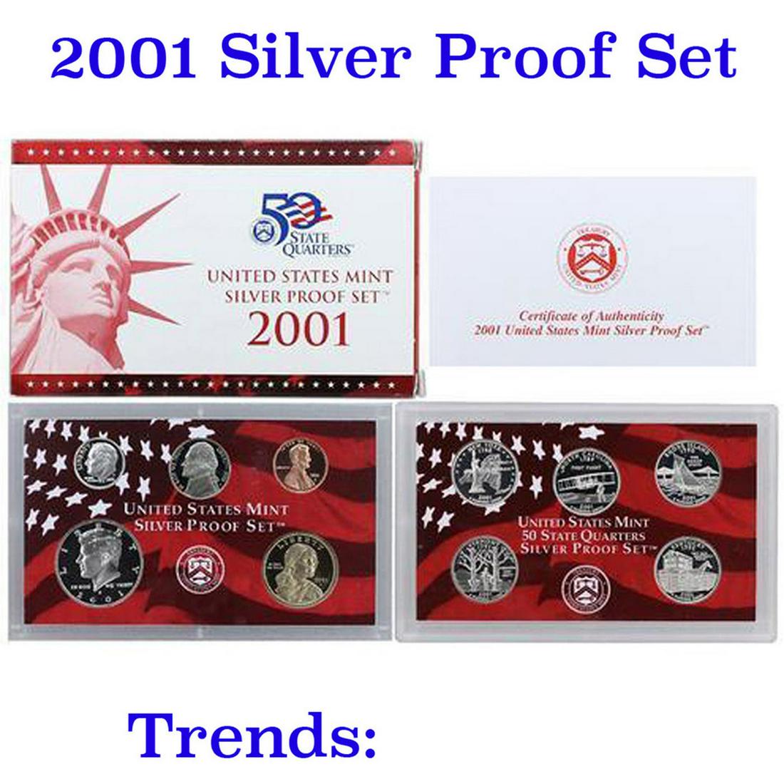 2001 United States Silver Proof Set - 10 pc set, about 1 1/2 ounces of pure silver (1 of 1)
