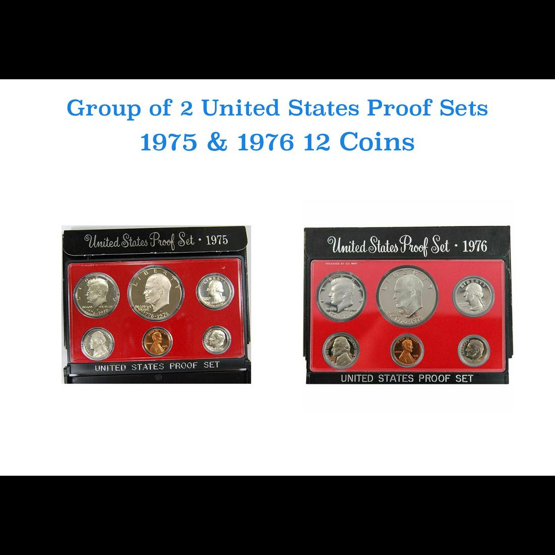Group of 2 United States Mint Proof Sets 1975-1976 12 coins (1 of 3)