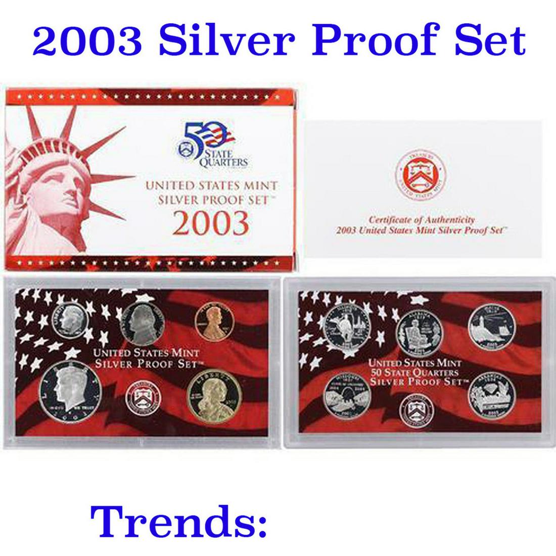 2003 United States Silver Proof Set - 10 pc set, about 1 1/2 ounces of pure silver. (1 of 1)