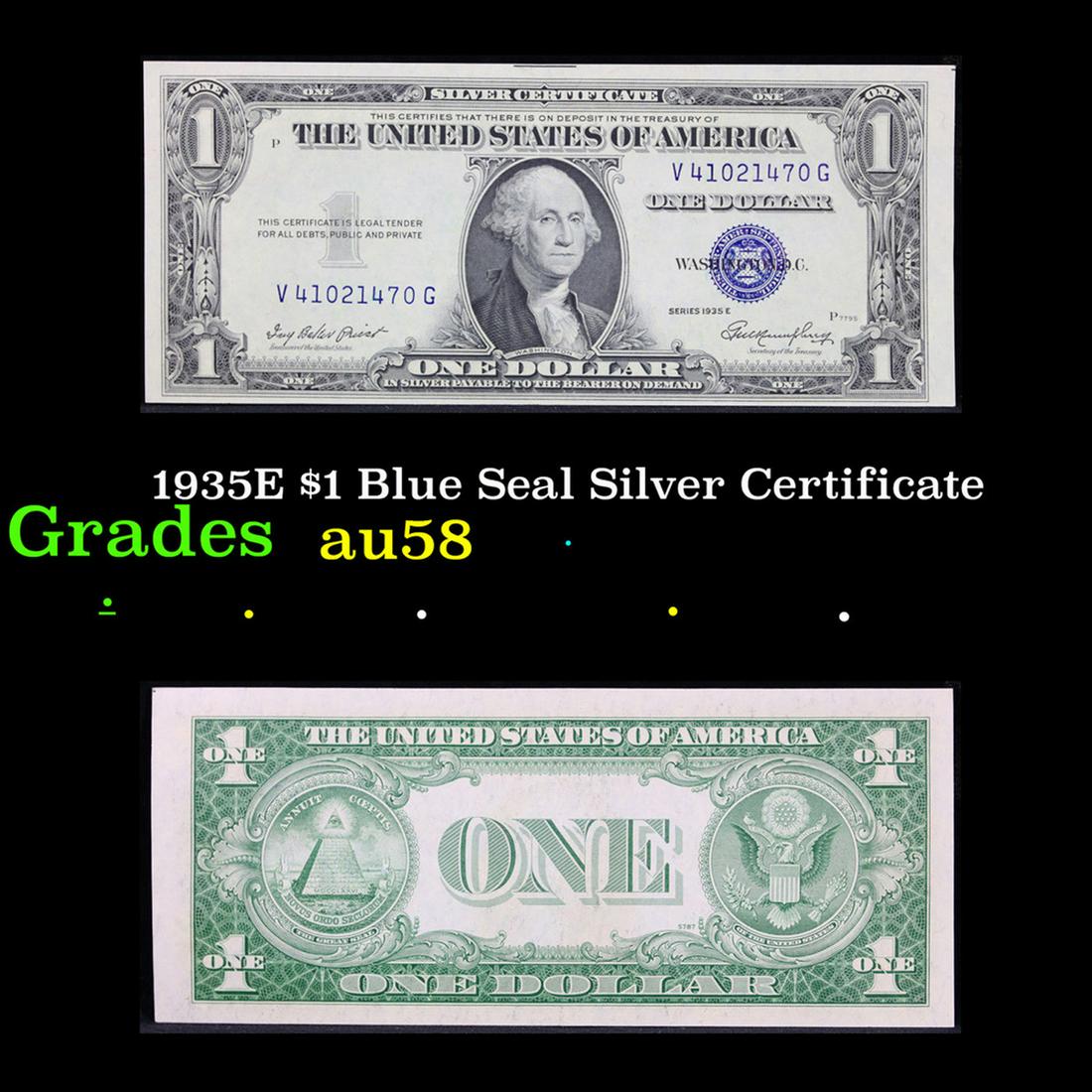 1935E $1 Blue Seal Silver Certificate Grades Choice AU/BU Slider (1 of 3)