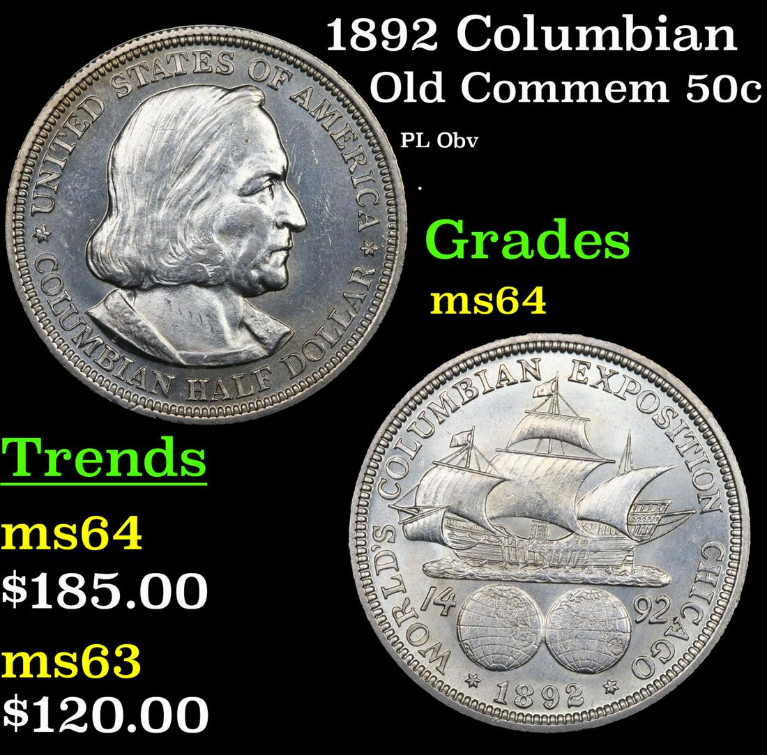 1892 Columbian Old Commem Half Dollar 50c Grades Choice Unc (1 of 3)