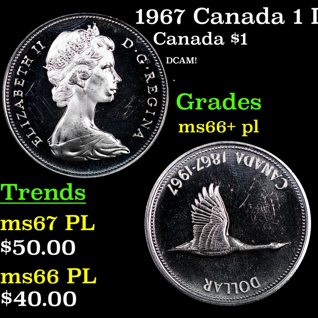 1967 Canada 1 Dollar Silver Canada Dollar KM-70 $1 Grades GEM++ PL (1 of 3)