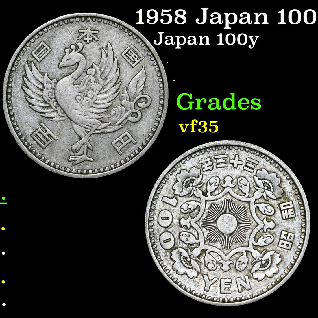 1958 Japan 100 Yen Silver Y-77 Grades vf++ (1 of 3)