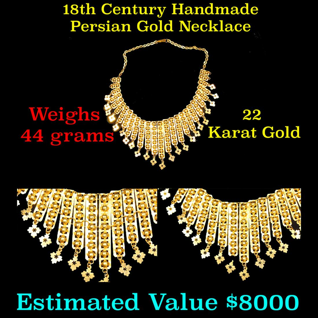 ***Auction Highlight*** Stunning Hand Made 18th Century Persian 22 k gold necklace (fc) (1 of 4)
