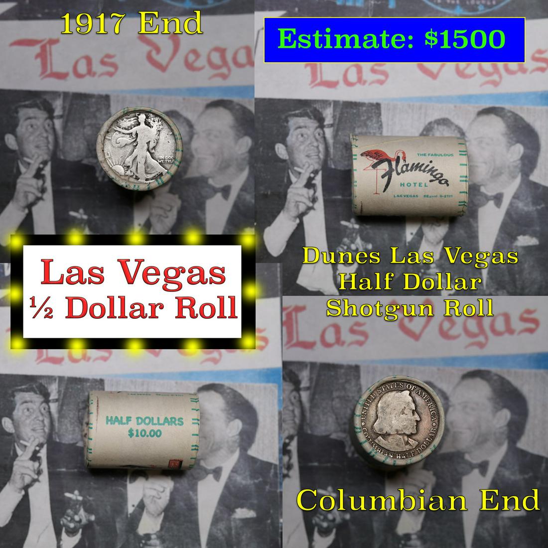 ***Auction Highlight*** Old Casino 50c Roll $10 Halves Las Vegas Casino Flamingo p Columbian & 1917: ***Auction Highlight*** Old Casino 50c Roll $10 Halves Las Vegas Casino Flamingo p Columbian & 1917 Walker Ends. Up for auction is a Consignment I have secured a collection of old 1960â€™s Las Ve
