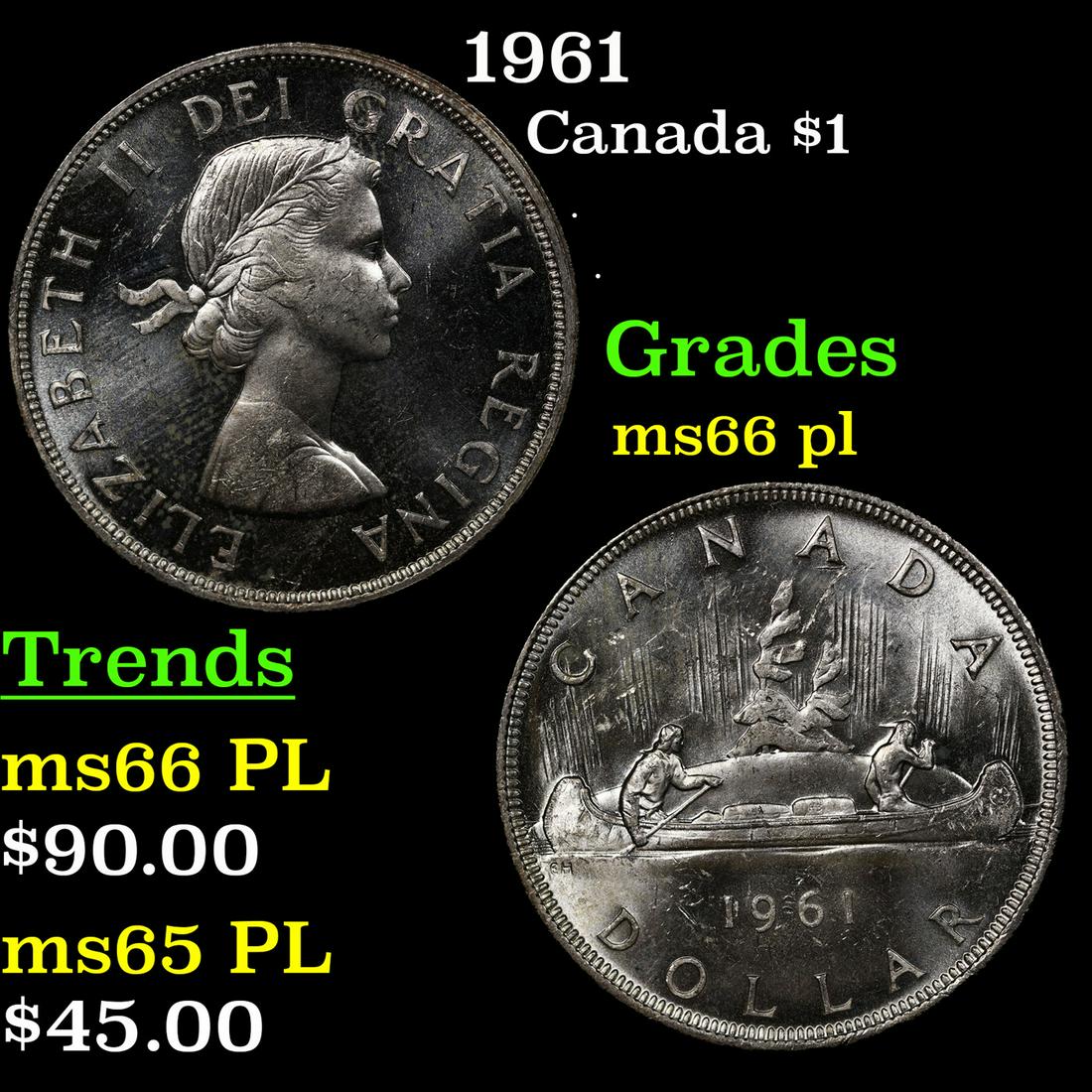 1961 Canada Dollar $1 Grades GEM+ UNC PL (1 of 3)