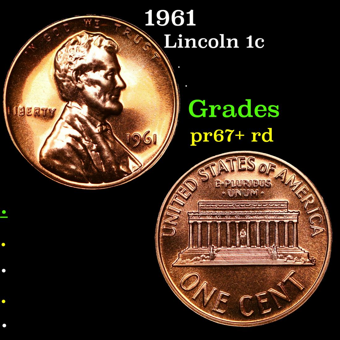 Proof 1961 Lincoln Cent 1c Grades Gem++ Proof Red (1 of 3)
