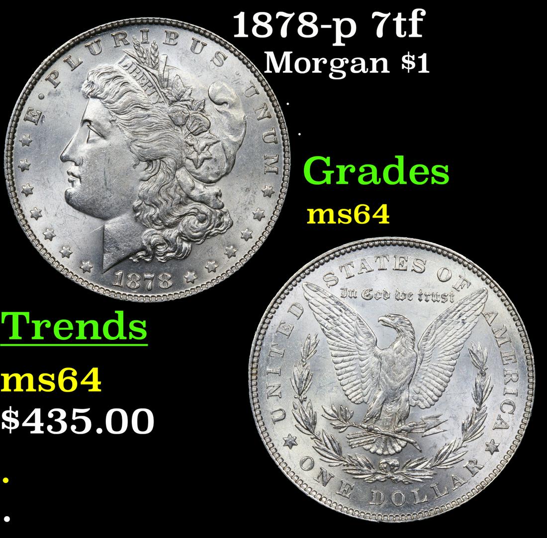 1878-p 7tf Morgan Dollar $1 Grades Choice Unc (1 of 3)