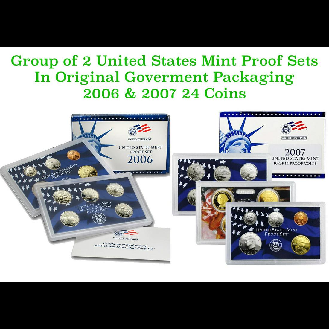 Group of 2 United States Mint Proof Sets 2006-2007 24 coins. (1 of 3)