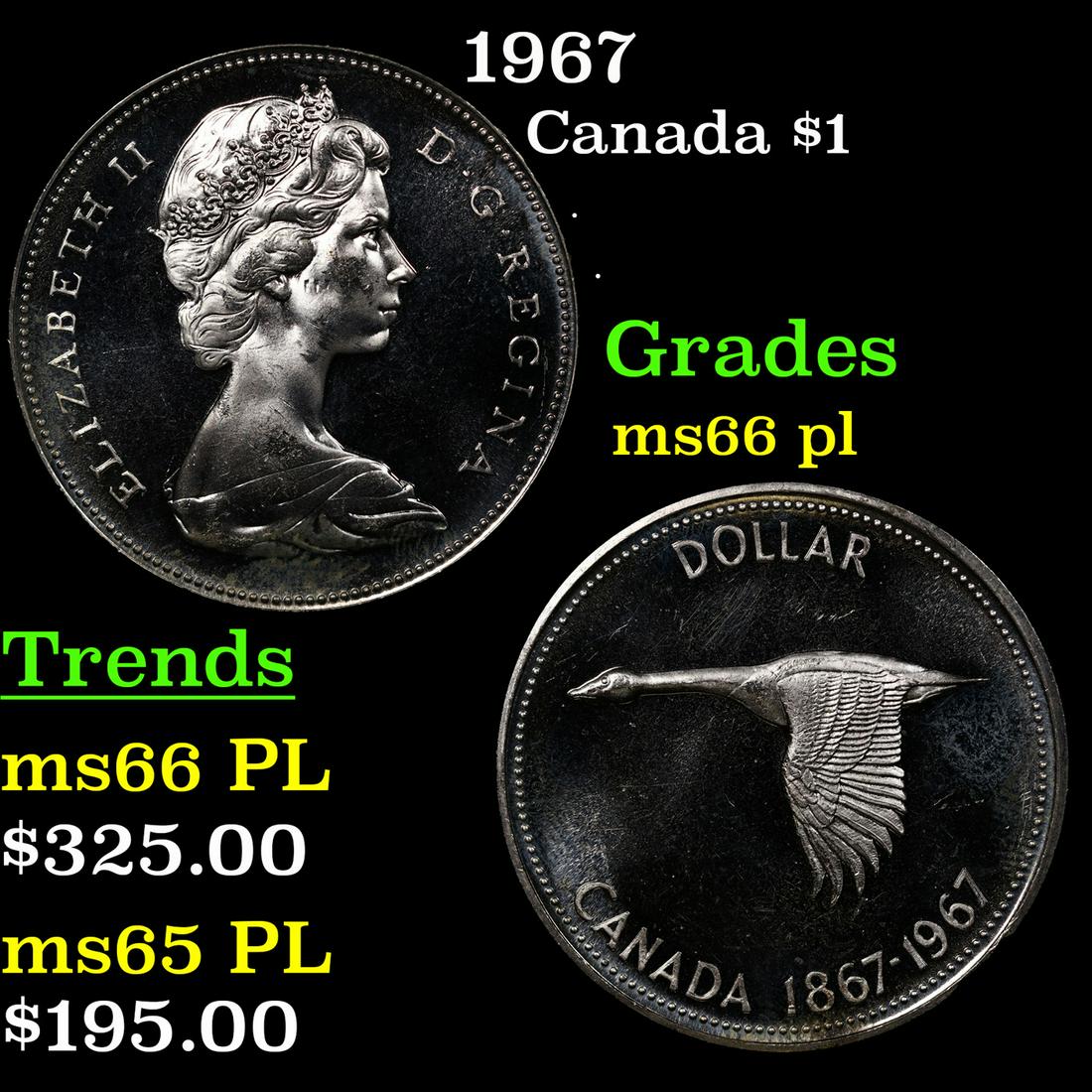 1967 Canada Dollar $1 Grades GEM+ UNC PL (1 of 3)