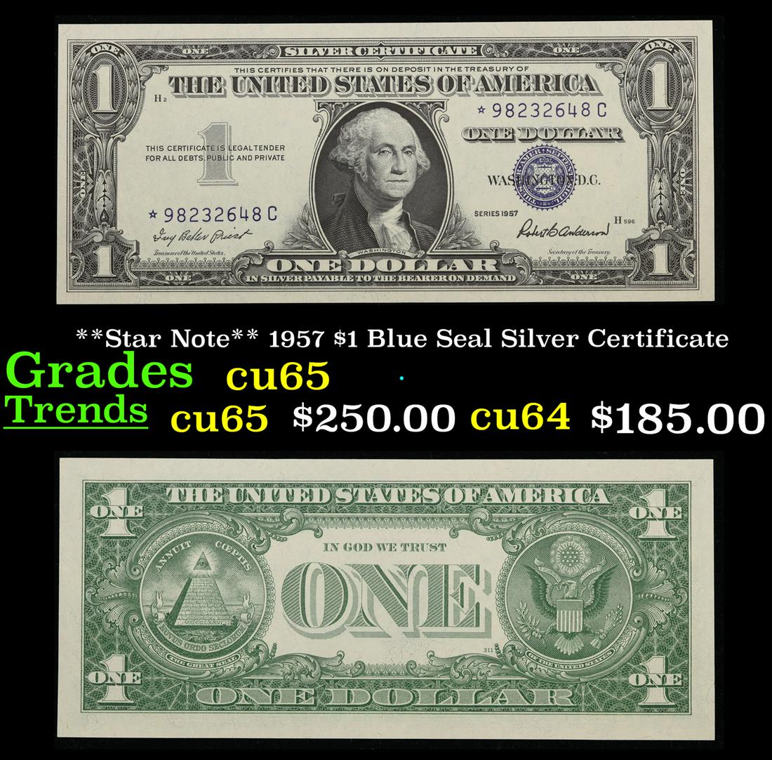**Star Note** 1957 $1 Blue Seal Silver Certificate Grades Gem CU (1 of 3)