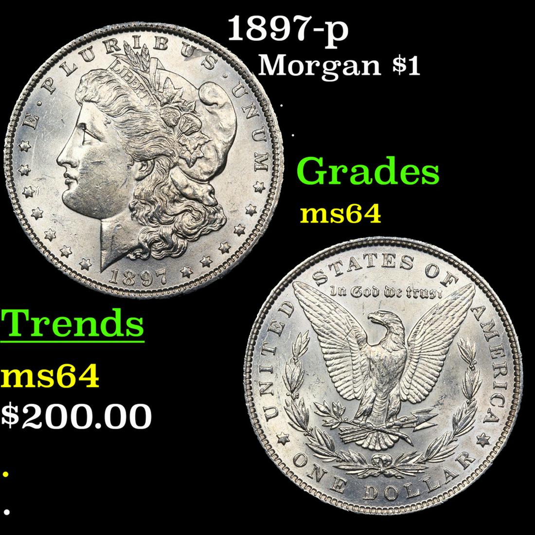 1897-p Morgan Dollar $1 Grades Choice Unc (1 of 3)
