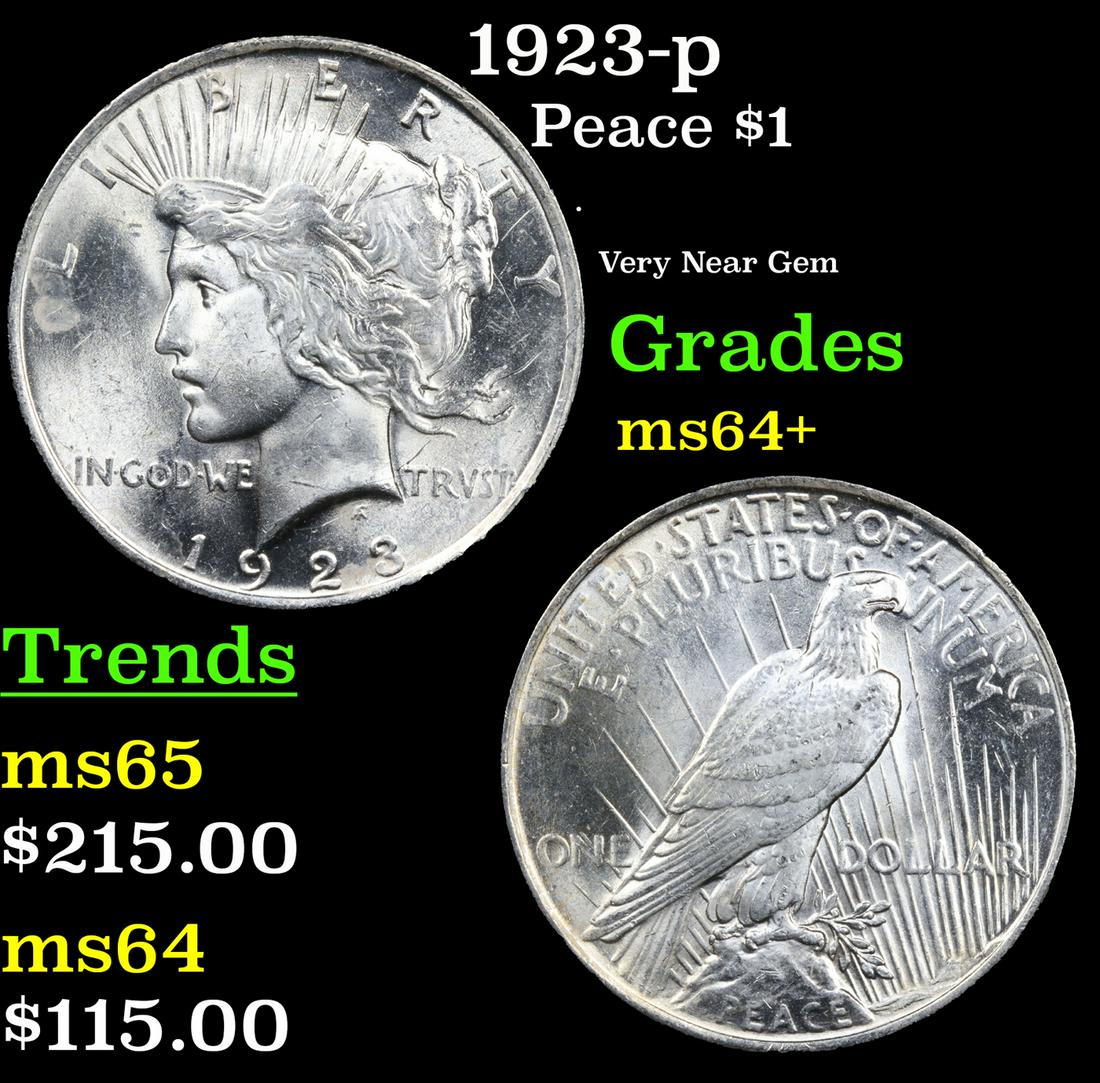 1923-p Peace Dollar $1 Grades Choice+ Unc (1 of 3)