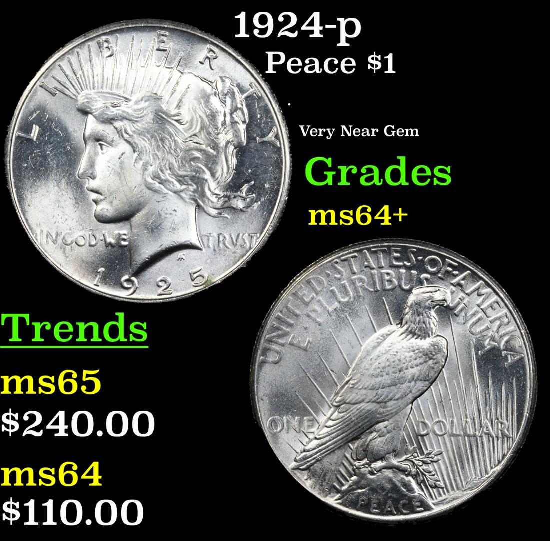 1925-p Peace Dollar $1 Grades Choice+ Unc (1 of 3)