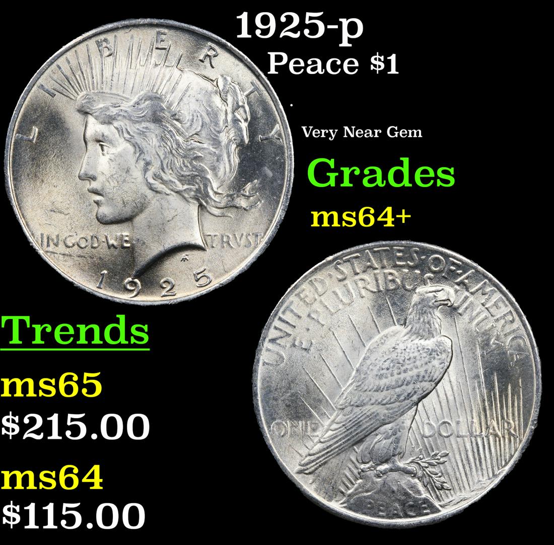 1925-p Peace Dollar $1 Grades Choice+ Unc (1 of 3)
